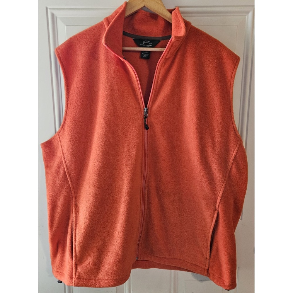 Woolrich Blaze Orange Fleece Zip Vest‎ Womens XXL Hunting Outdoor Full Zip
